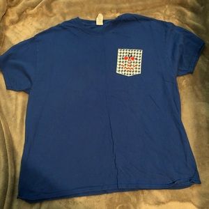 Blue T-shirt with faux pocket